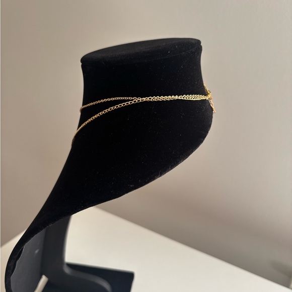 Gold Double-Layer Pendant Necklace with Script Charm - Picture 7 of 7